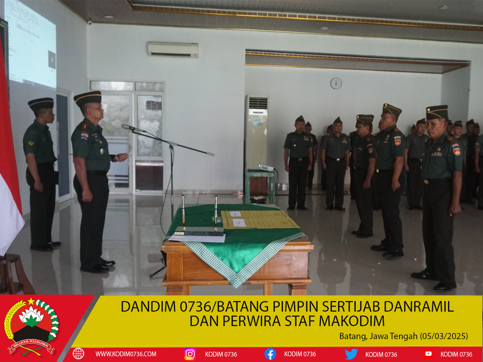 dandim pimpin sertijab danramil dan perwira staf