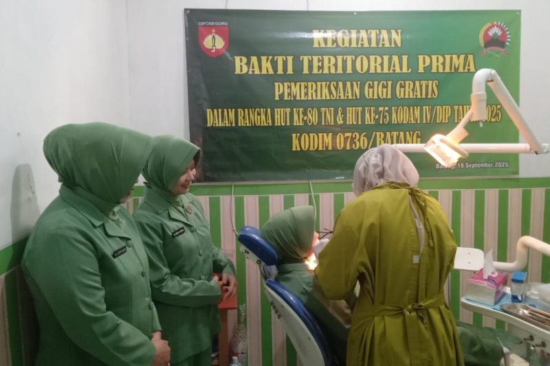 Sambut HUT TNI ke-80 dan Kodam IV/Diponegoro ke-75, Kodim 0736/Batang Gelar Baksos Pemeriksaan Gigi Gratis